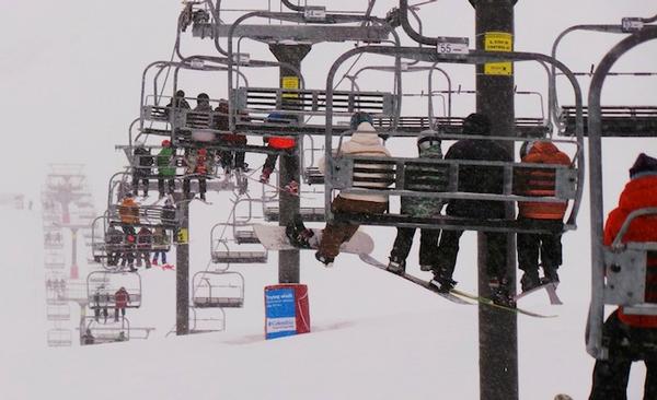 Alta Chair filled up quickly with skiers and snowboarders keen to get their first runs in fresh powder.